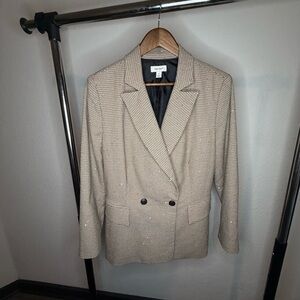 Elegant Beige Checkered Blazer